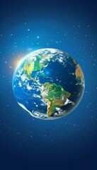 Fototapeta premium Elegant blue gradient background with earth and warm horizon lights symbolizing peaceful reflection