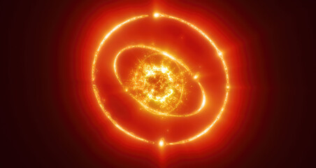 Vibrant glowing sphere of energy in shades of orange radiating light celestial phenomena for futuristic sci-fi or abstract concepts backdrop