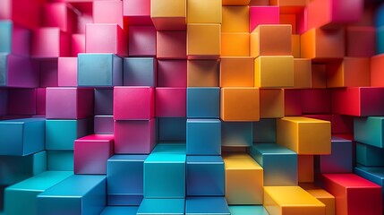 Fototapeta premium Explore the vibrant world of colorful cubes in dynamic abstract art design
