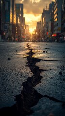 Obraz premium Cracked Earth in Urban Area During Sunset
