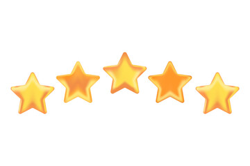 Cute gold 3D stars icon with glowing texture, best seller or great quality icon isolated PNG, transparent background. Product quality icon isolated vector illustration