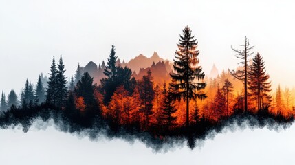 Fading Trees in Abstract Forest Landscape
