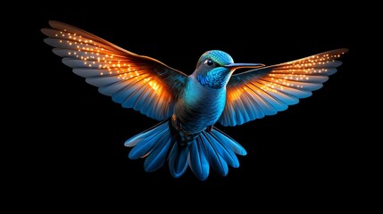 Obraz premium Glowing Hummingbird Wings Nature Bird Flight Fantasy Art