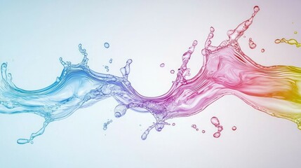 Abstract colorful water splash on a white background.