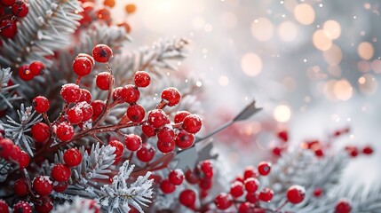 A festive Christbaum decorated with clusters of red berries, metallic arrows, and sparkling stars, set against a pure white background