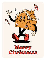 Christmas gingerbread house cartoon style vector illustration