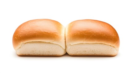 Close-Up Shot of a Plain Hot Dog Bun with Two Pieces | Soft Baked Buns, Classic Snack, Fast Food Essential, Grilled Sausage Bun, Ready for Toppings