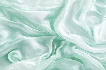 Obraz premium Soft Mint Waves in Light Abstract Flowing Fabric