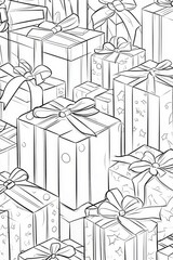 Coloring page for kids Christmas presents