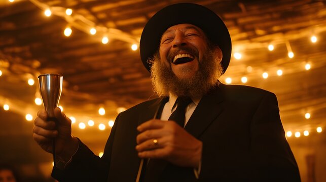 Funny, Cheerful Yemenite Rabbi Dressed in Black Attire | Traditional Jewish Clothing, Joyful Expression, Cultural Heritage, Rabbi Portrait