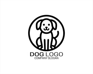 Dog lines outline logo design icon symbol vector illustration.