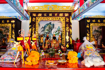 Lao Ben Tou Gong Land god or Bang Yai Chinese God Shrine for thai people travelers travel visit respect praying blessing holy angel deity buddha at Bangyai on October 10, 2024 in Nonthaburi, Thailand