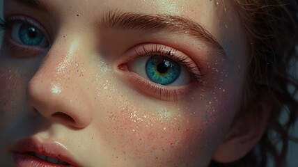 close up of a child looking up