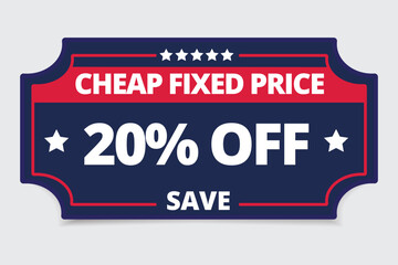 Fototapeta premium Cheap fixed price coupon with 5 stars 20 percent off