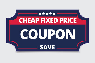 Cheap fixed price coupon with 5 stars on blue backdrop