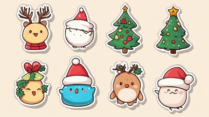 Design for sticker christmas illustration, Collection of Christmas