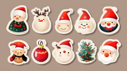 Design for sticker christmas illustration, Collection of Christmas