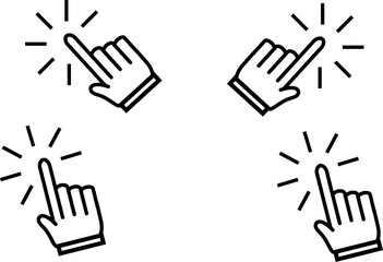 Click button with the hand pointer. Search concept vector illustration.