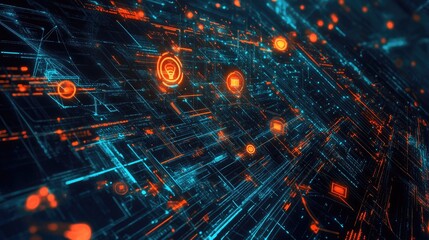 Obraz premium Network flat design top view theme information technology