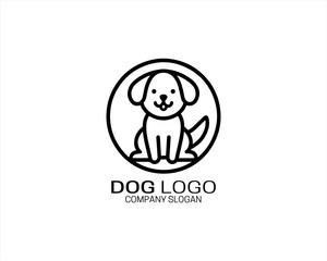 Dog lines outline logo design icon symbol vector illustration.