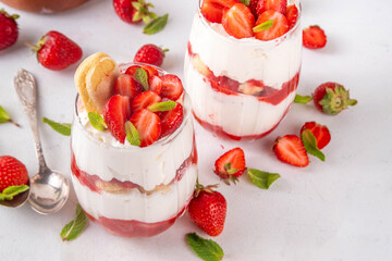 Summer strawberry tiramisu dessert