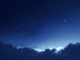 Minimalistic Night Sky with Stars and Clouds