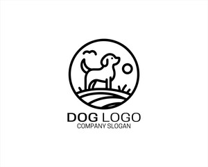 Dog lines outline logo design icon symbol vector illustration.