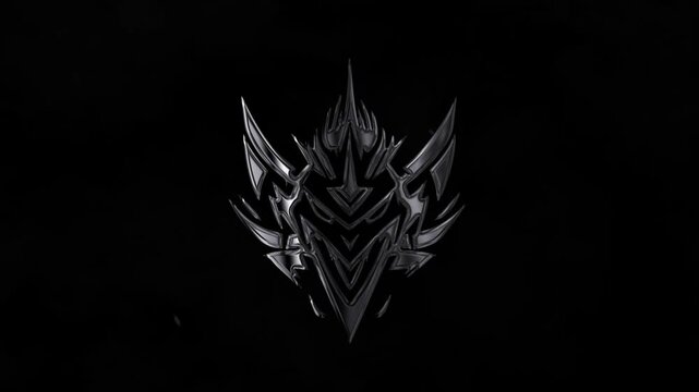 3D Metallic Dragon Head Logo on Dark Background &ndash; Brutal Fantasy Style