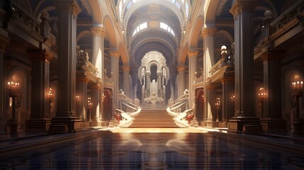 Fototapeta premium Elegant Mansion Foyer Adorned with Stunning Artwork and Opulent Furnishings 