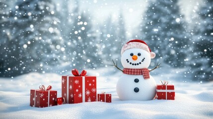 snowman and gifts flat design front view North Pole theme 3D render --ar 16:9 --v 6.1 Job ID: bf7caf55-6e68-4c72-b4ac-d2c58dfe0729