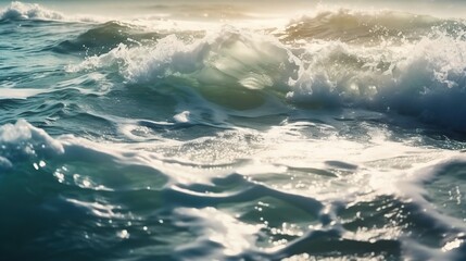Obraz premium Calm Ocean Waves at Sunrise with Soft Light Reflections