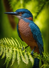 Fototapeta premium Graceful Blue Bird in Its Natural Habitat, Soaring Through Nature Generated by AI