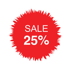 Red Sale Tag Discount Label – 25% Off Vector Art 