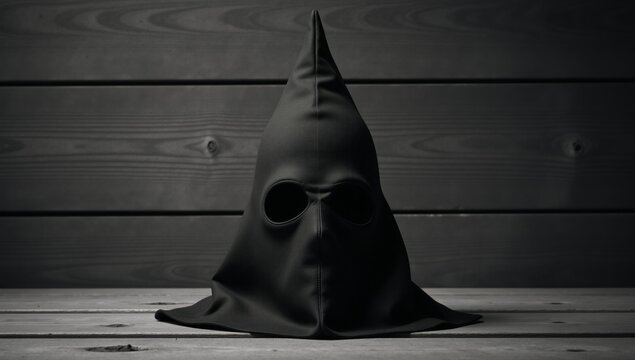 Wood grain texture featuring the KKK hood symbolizing hatred and racism