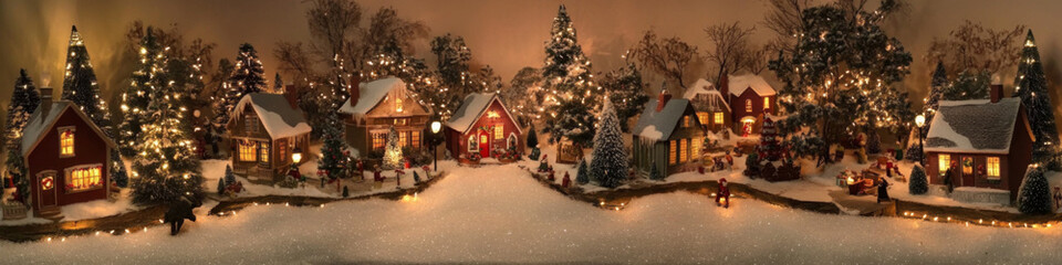 Charming Miniature Christmas Village with Lit Houses and Snow