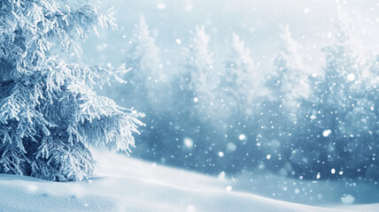 Beautiful winter background with snow-covered trees.