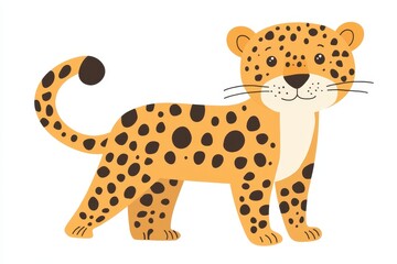 Cute leopard illustration in playful cartoon style inspired by kids' art perfect for children's stories and educational materials