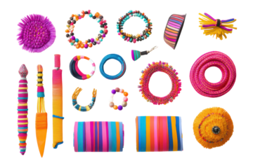 Stylish Harajuku Accessories with Vibrant Accents isolated on transparent background on transparent background