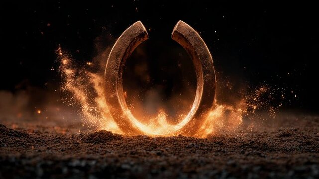 Close-Up of Golden Metal Horseshoe