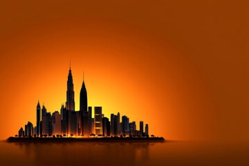 Obraz premium A silhouette of a cityscape at sunset with just the outlines of buildings and a faint orange gradient