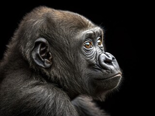Obraz premium Majestic baby gorilla captured in stunning wildlife photography.