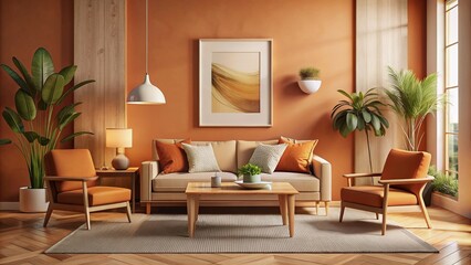Minimalist Modern Home Design - Warm Colors, Poster Mockup