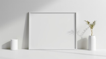 White Minimalist Interior Design Mockup With Plant