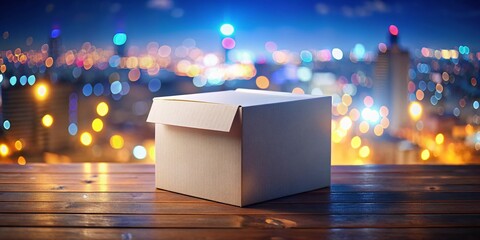 Fototapeta premium Night Photography White Cardboard Box Isolated