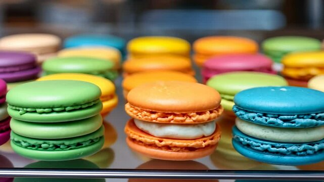 Colorful Macarons on Display, french pastry, french pastries, dessert, sweet, bakery