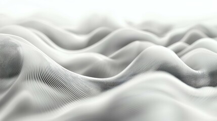 Obraz premium Abstract white and gray wavy background with a subtle grid pattern.