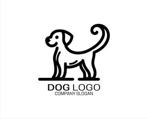 Obraz premium Minimalist lines outline dog logo design icon symbol vector illustration.