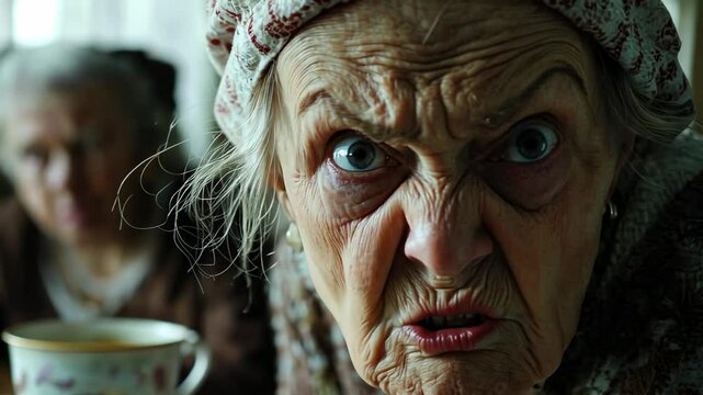 Angry Old Woman Close Up, angry woman, elderly, elderly woman, face, wrinkles