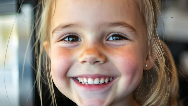 Portrait of a Happy Little Girl, child, kid, smiling, face, cute