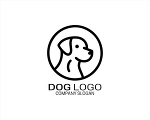 Dog lines outline Logo Design Icon Symbol Vector Illustration.